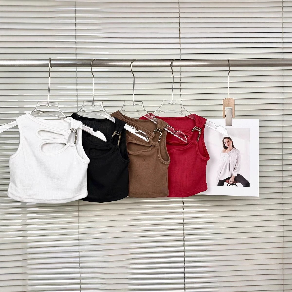 Tank Top Ribbed - Débardeurs courts côtelés sans manches pour